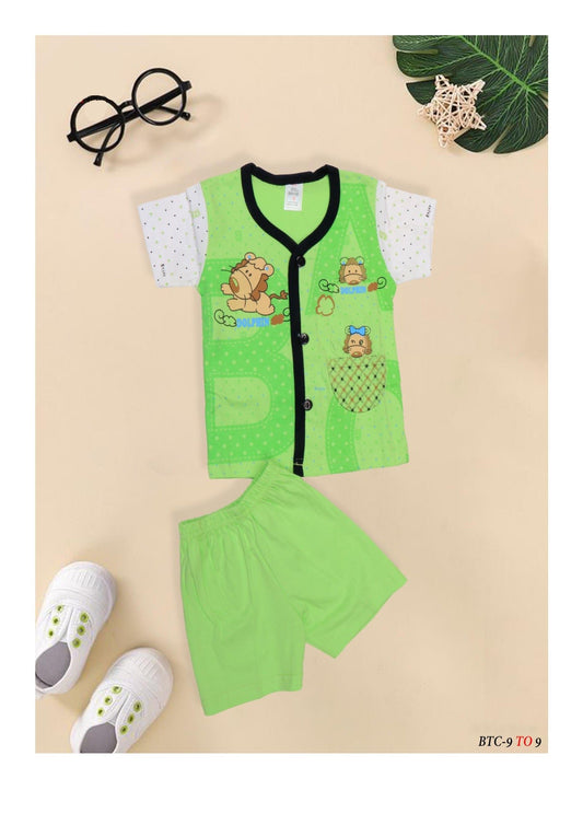 Adorable Baby Boy's Green Cartoon Outfit