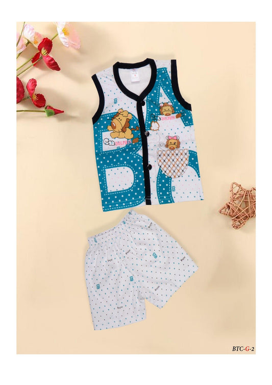 Charming Baby Boy's Sleeveless Cartoon Set