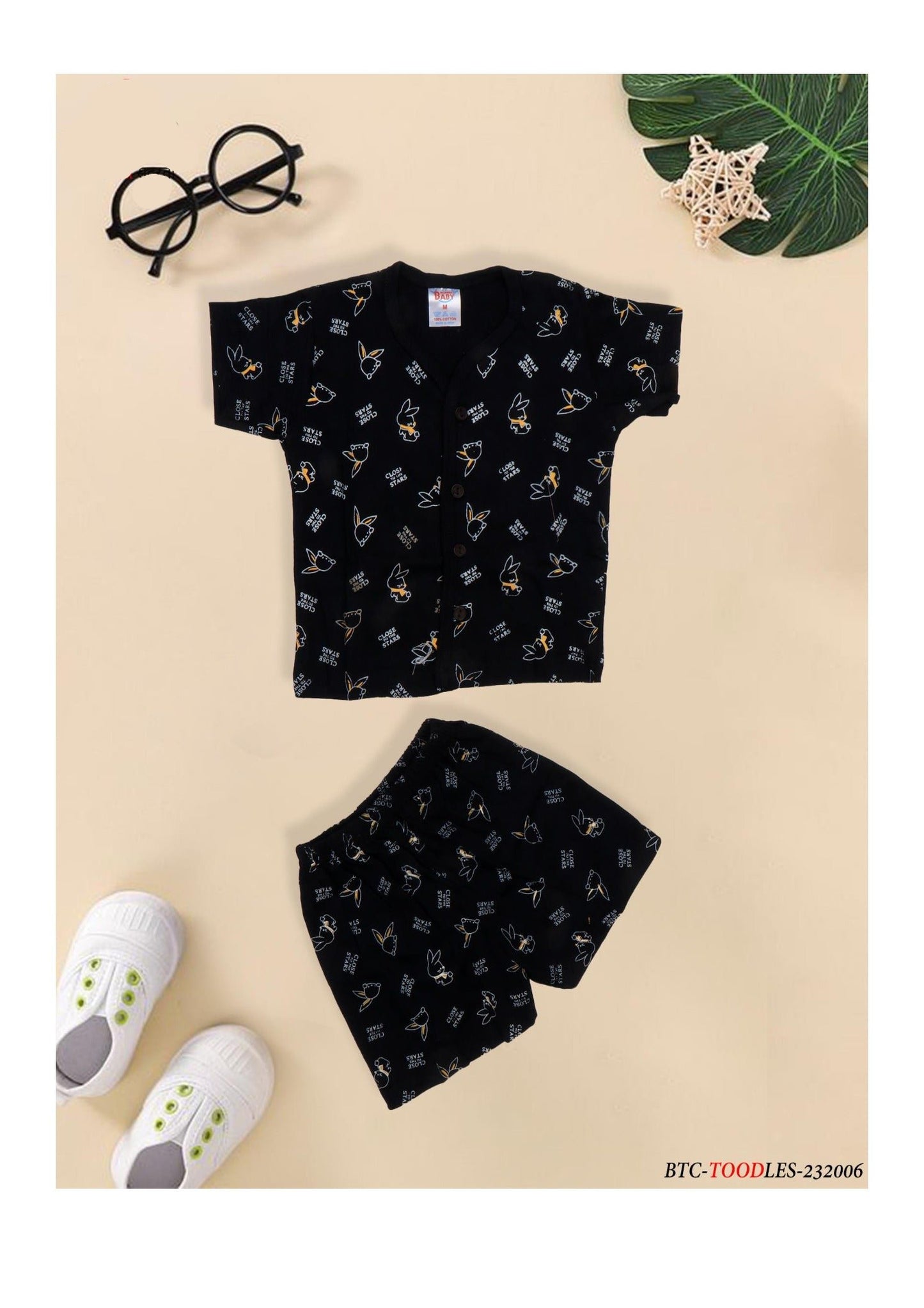 Toodles Baby Boy's Black Printed Outfit