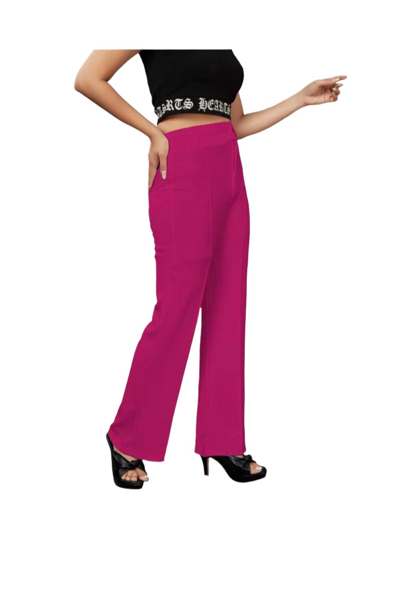 Chic High-Waisted Wide-Leg Pants in Hot Pink – Bold and Stylish