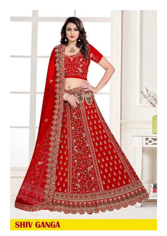 Shiv Ganga Velvet Ladies Lehenga – A Regal Statement of Tradition and Grandeur