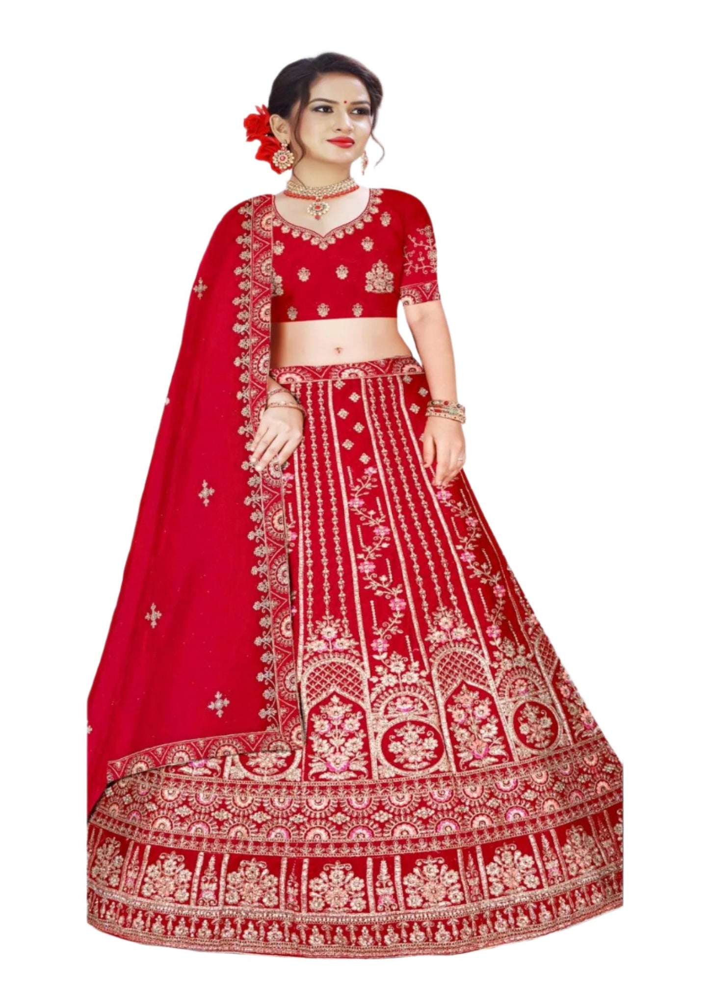 Red Velvet Bridal Ladies Lehenga