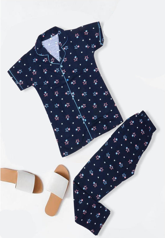 Cozy Kids' Star Print Pajama Set – Soft Cotton Sleepwear for a Comfortable Night's Sleep