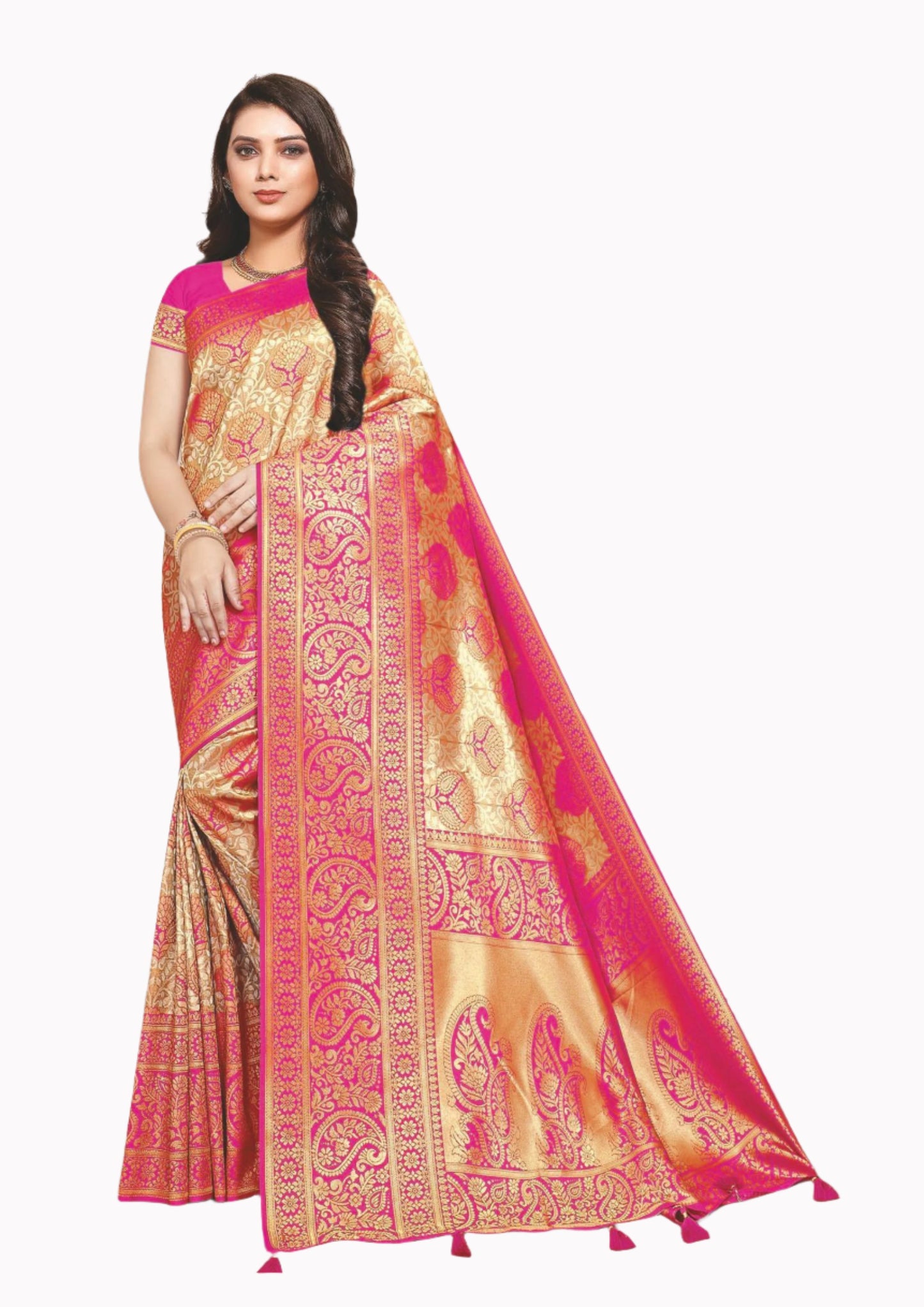 Luxurious Kanchipuram Silk Saree with Intricate Golden Zari Work