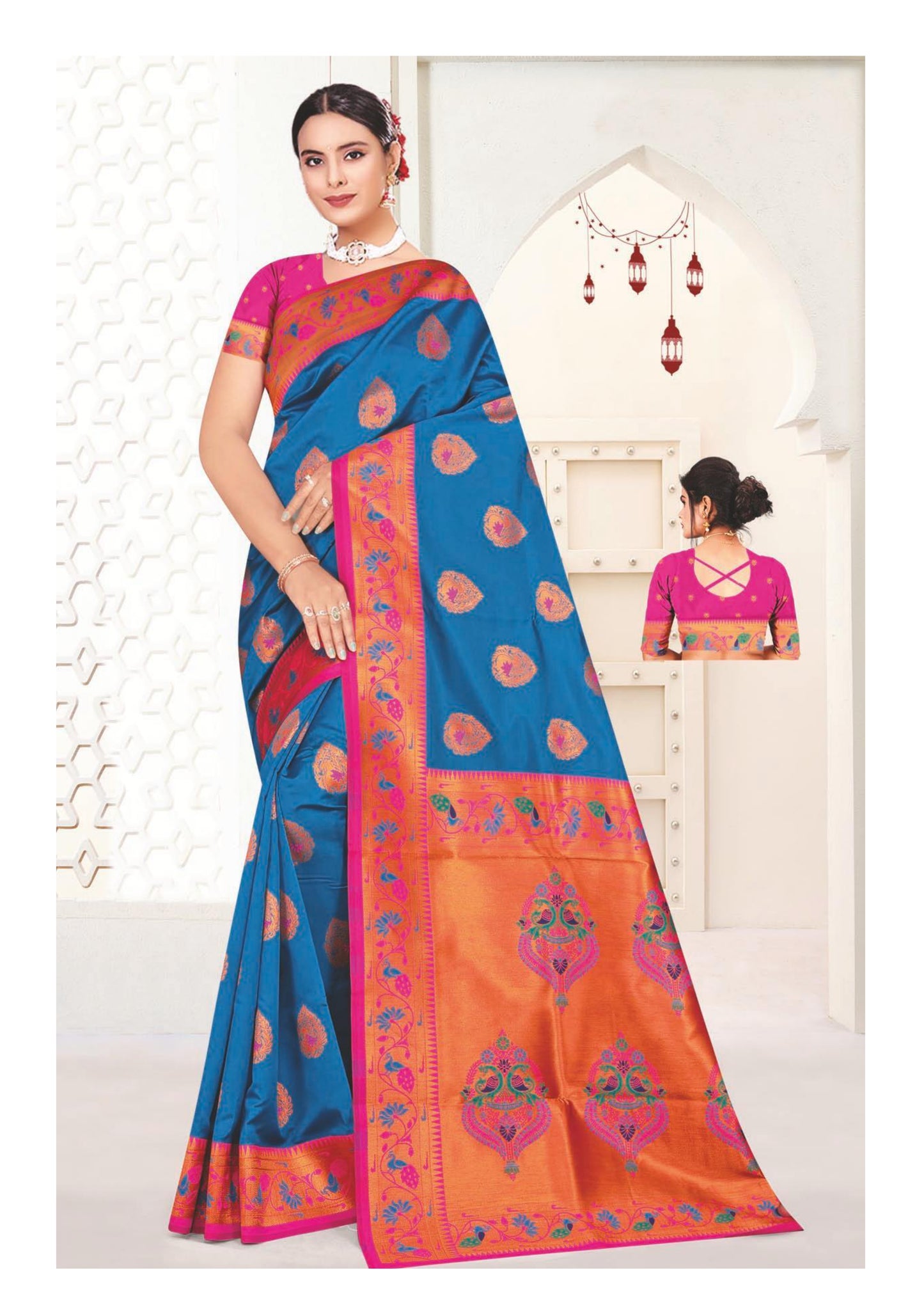 Exquisite Paithani Silk Saree with Rich Zari Border