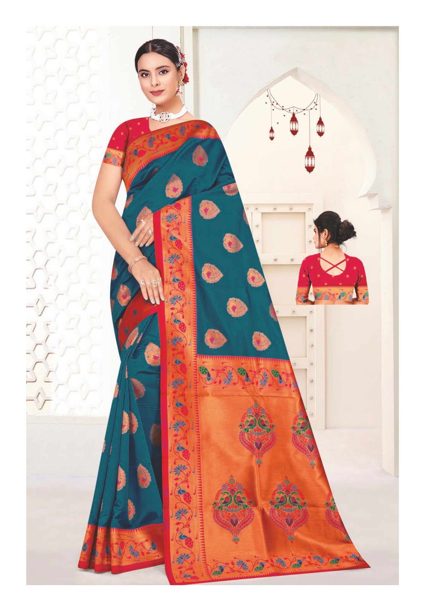 Exquisite Paithani Silk Saree with Rich Zari Border